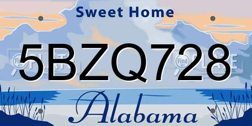 5BZQ728 Alabama License Plate