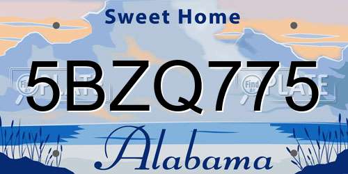 5BZQ775 Alabama License Plate