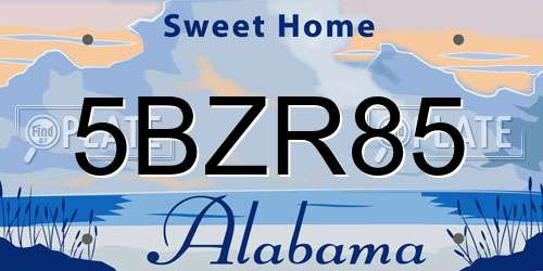 5BZR85 Alabama License Plate