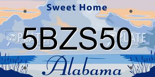 5BZS50 Alabama License Plate