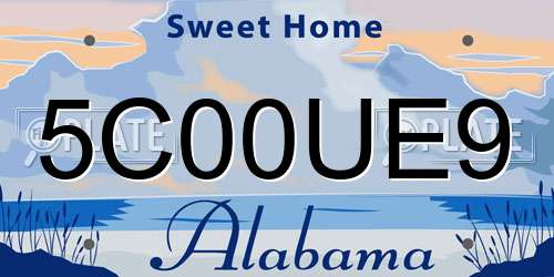 5C00UE9 Alabama License Plate