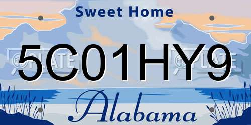 5C01HY9 Alabama License Plate