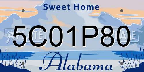 5C01P80 Alabama License Plate