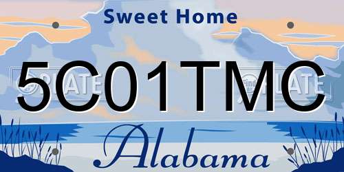 5C01TMC Alabama License Plate