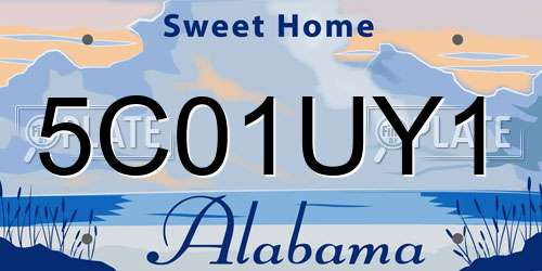 5C01UY1 Alabama License Plate