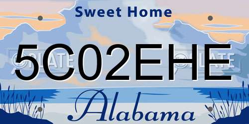 5C02EHE Alabama License Plate