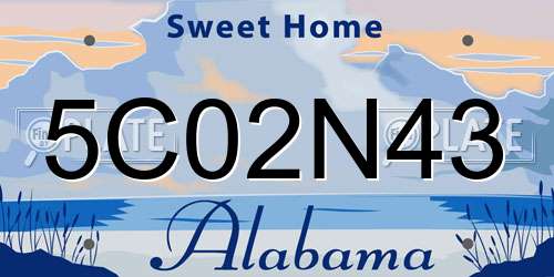 5C02N43 Alabama License Plate