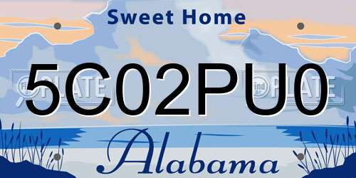 5C02PU0 Alabama License Plate