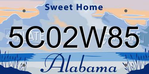 5C02W85 Alabama License Plate