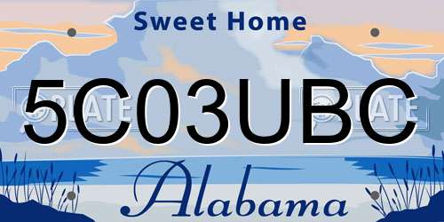 5C03UBC Alabama License Plate
