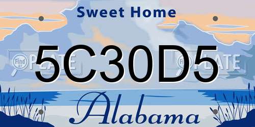 5C30D5 Alabama License Plate