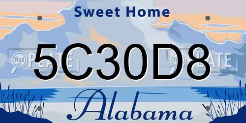 5C30D8 Alabama License Plate