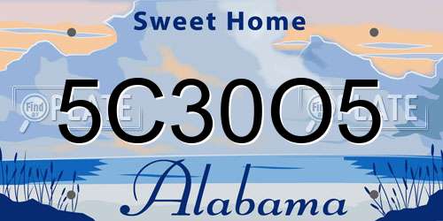 5C30O5 Alabama License Plate
