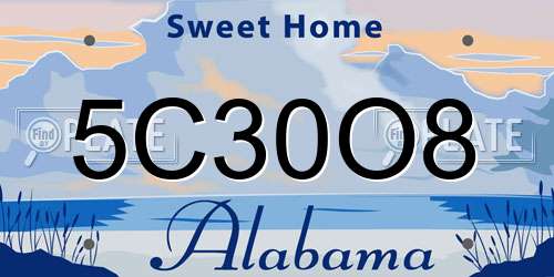5C30O8 Alabama License Plate