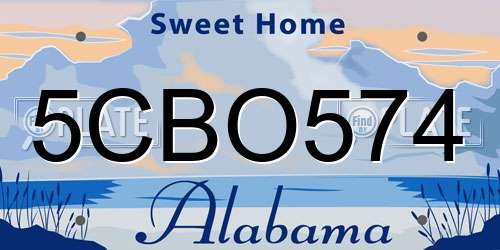 5CBO574 Alabama License Plate