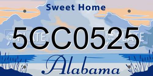 5CC0525 Alabama License Plate