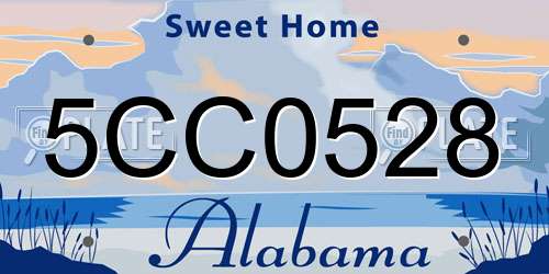 5CC0528 Alabama License Plate