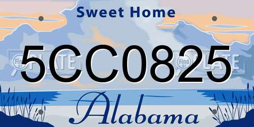 5CC0825 Alabama License Plate