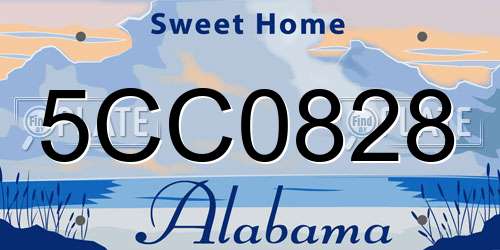 5CC0828 Alabama License Plate