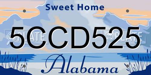 5CCD525 Alabama License Plate