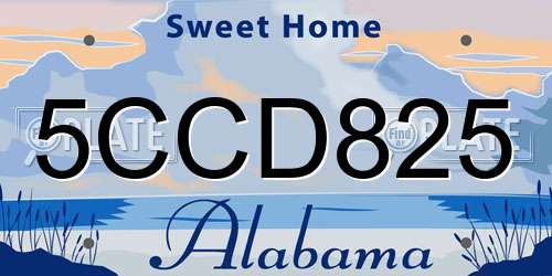5CCD825 Alabama License Plate