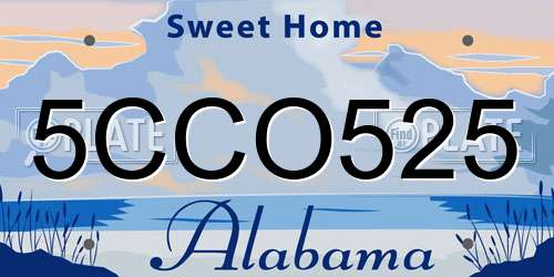 5CCO525 Alabama License Plate