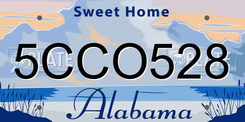 5CCO528 Alabama License Plate