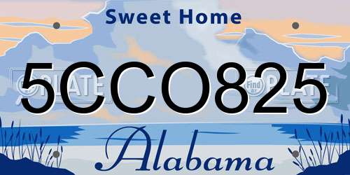 5CCO825 Alabama License Plate