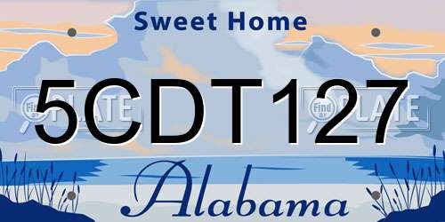 5CDT127 Alabama License Plate