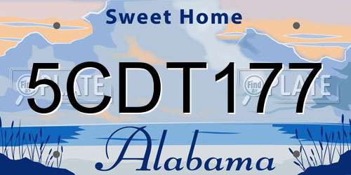 5CDT177 Alabama License Plate