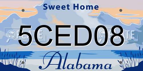 5CED08 Alabama License Plate