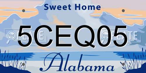 5CEQ05 Alabama License Plate