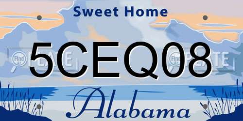 5CEQ08 Alabama License Plate