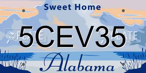 5CEV35 Alabama License Plate