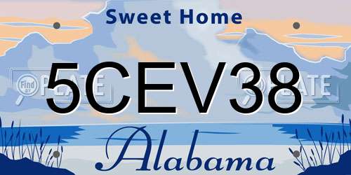 5CEV38 Alabama License Plate
