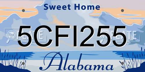 5CFI255 Alabama License Plate