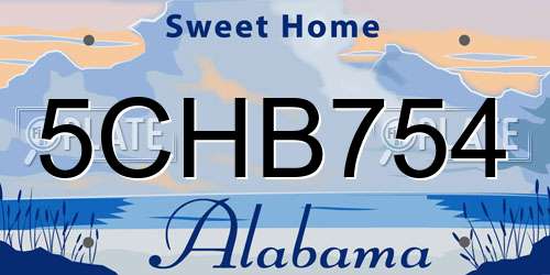 5CHB754 Alabama License Plate