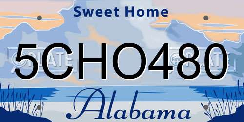 5CHO480 Alabama License Plate