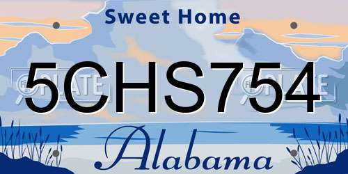 5CHS754 Alabama License Plate
