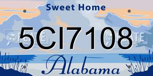 5CI7108 Alabama License Plate