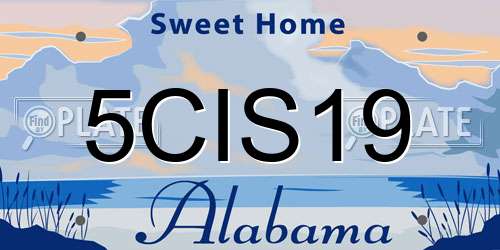 5CIS19 Alabama License Plate