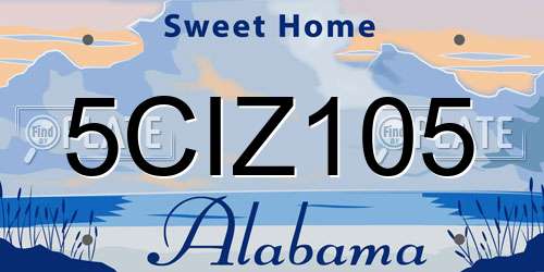 5CIZ105 Alabama License Plate