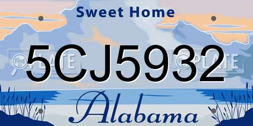 5CJ5932 Alabama License Plate