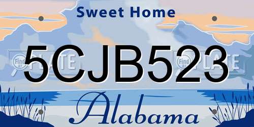 5CJB523 Alabama License Plate