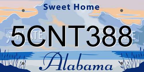 5CNT388 Alabama License Plate