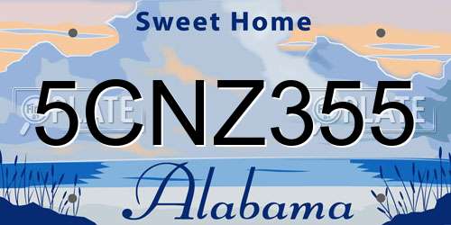 5CNZ355 Alabama License Plate