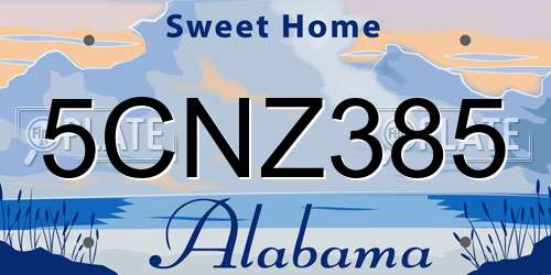 5CNZ385 Alabama License Plate