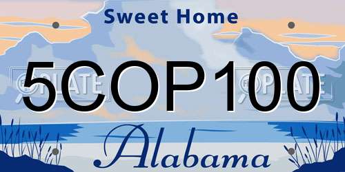 5COP100 Alabama License Plate
