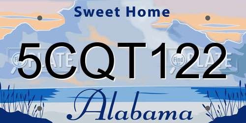 5CQT122 Alabama License Plate