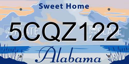 5CQZ122 Alabama License Plate